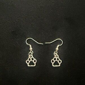 Silver Paw Print Earrings